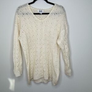 Sostanza Vintage Cozy Cream Wool Blend Knit Sweater Size Medium